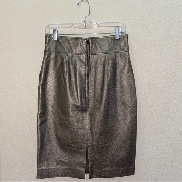 Vintage Spiegel Gold Leather Midi Pencil Size 8 - Picture 3 of 7